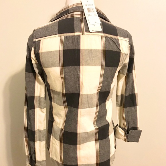 Roxy Ladies Grey Roll Sleeve Blouse Shirt - Picture 5 of 8